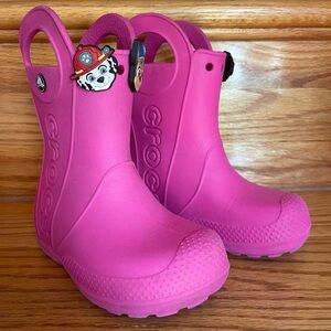 Crocs pink boots with charms size 9 C